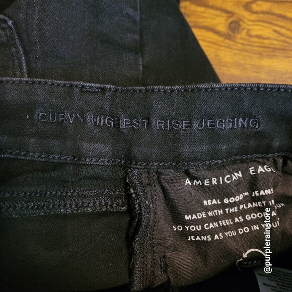 American Eagle Jeans 6 R Curvy Highest Rise Jegging Next Level Stretch Black - Picture 5 of 12